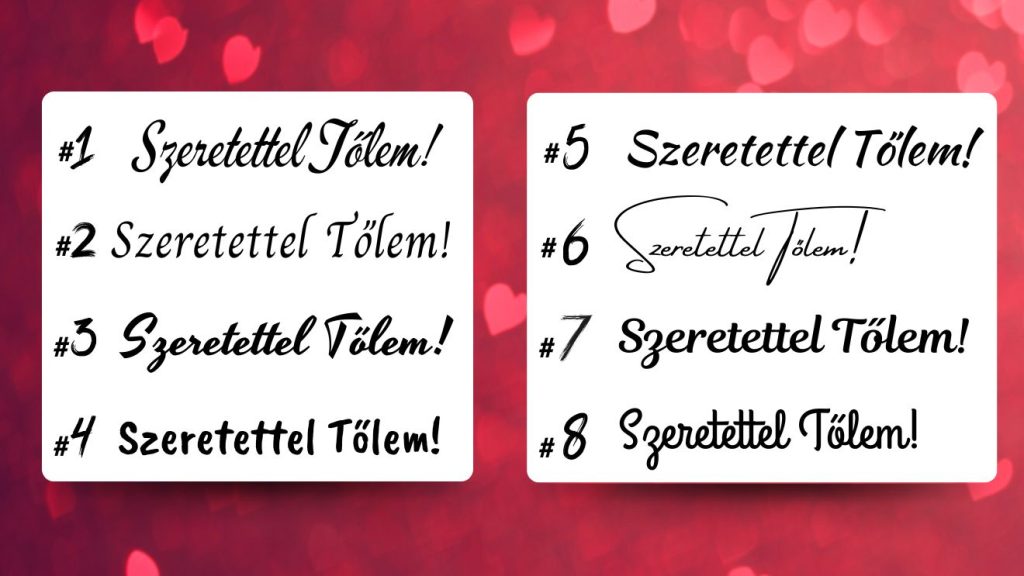 Valentin napi betűtípusok