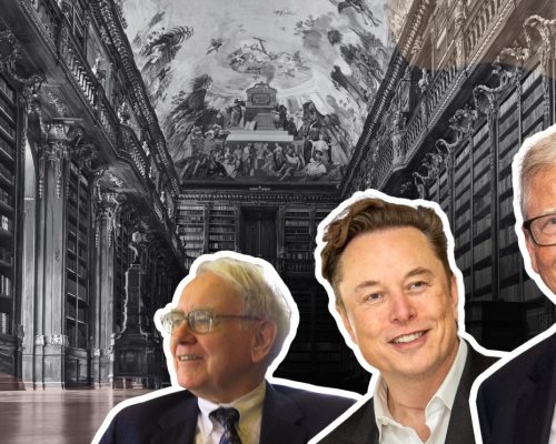 könyvtár, warren buffet, elon musk, bill gates Kép forrása Canva @tilialucida Portrék Wikipédia
